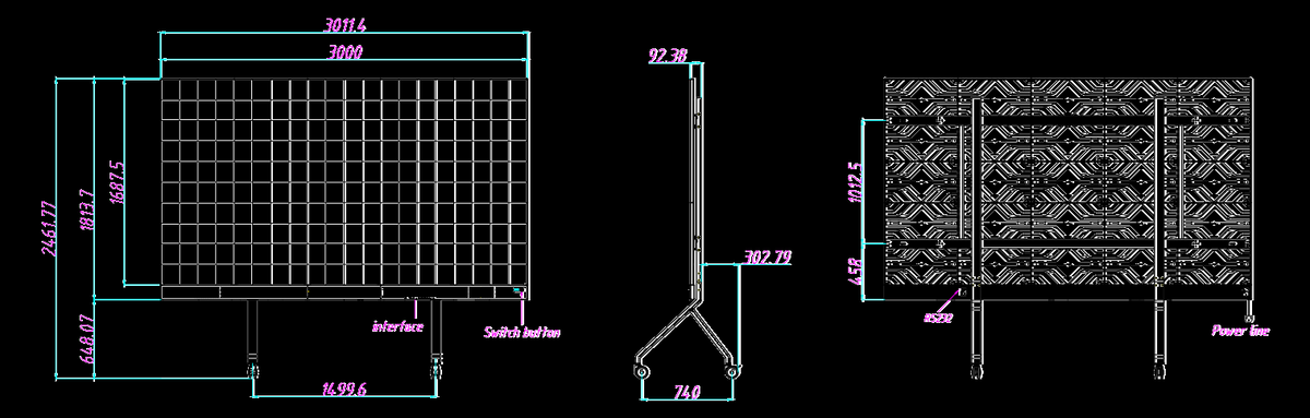 UTV SC135 dimensional drawing with stand