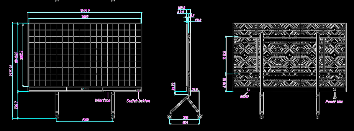 UTV SC135 Touch dimensional drawing with stand